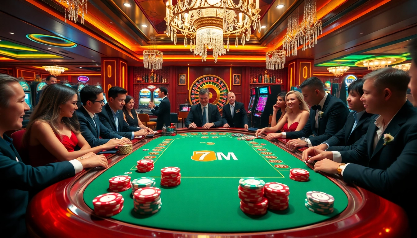 7M poker chips on a vibrant casino table, showcasing the excitement of high-stakes gambling.