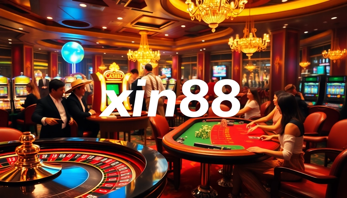 Xin88 players enjoying a vibrant casino atmosphere filled with excitement and winning moments.