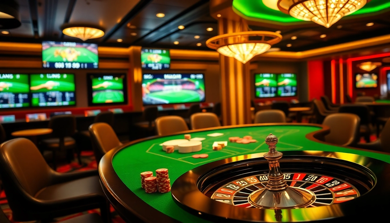Experience thrilling kqbd betting at a luxurious casino table with vibrant games and action.