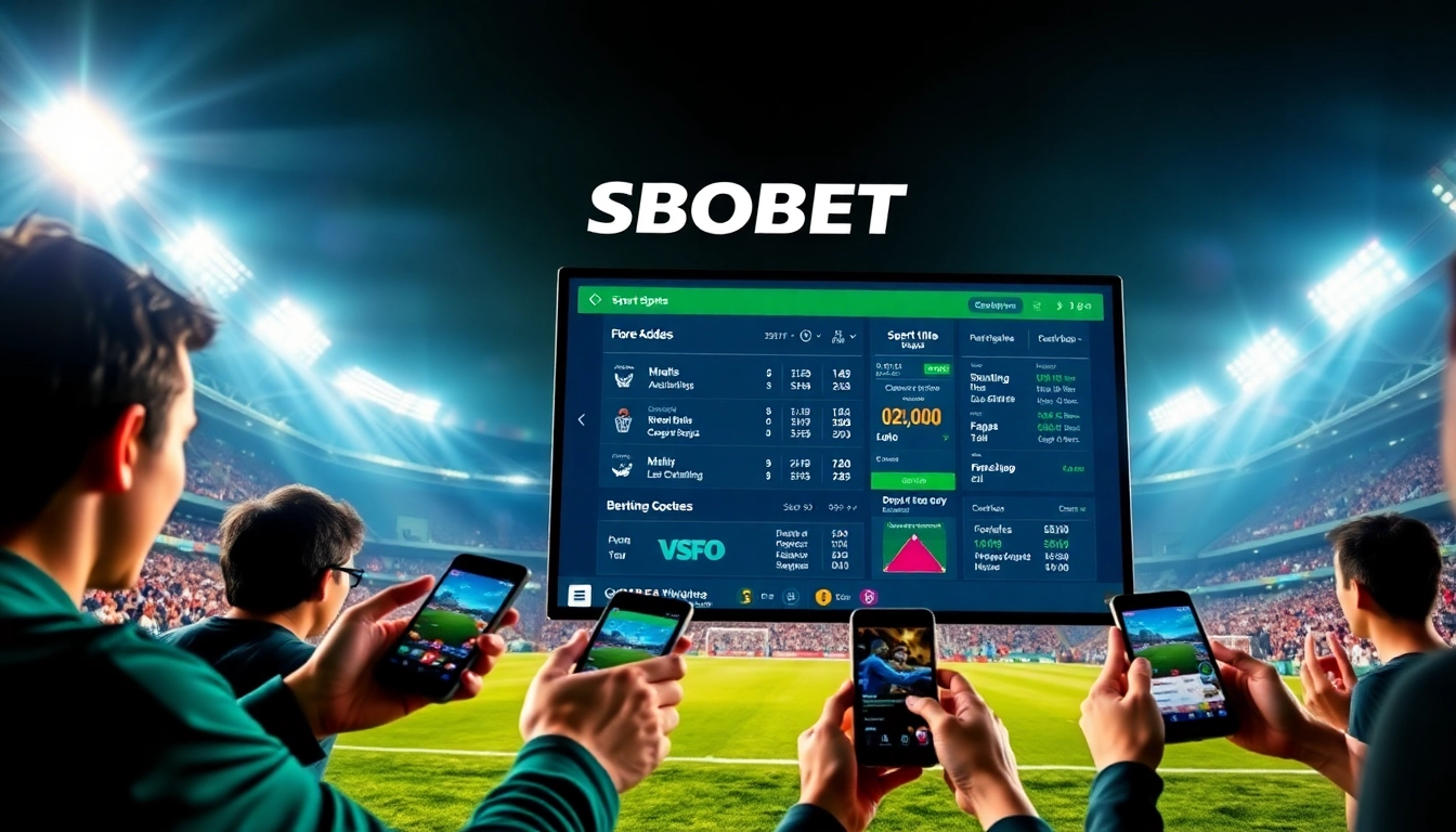 SBOBET online sports betting scene with live match stats and enthusiastic fans