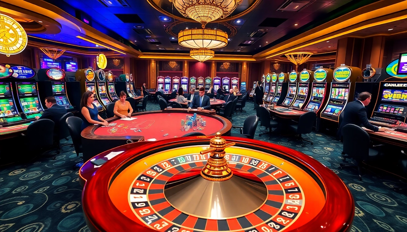 GG88 players enjoy an exciting casino experience with poker tables and vivid slot machines.