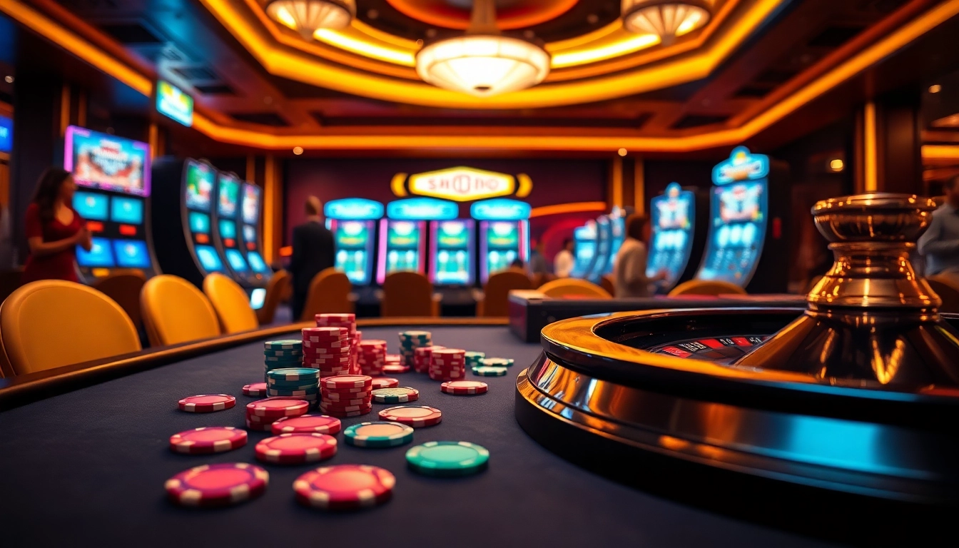 Players enjoying the thrill of games at SODO CASINO 66, featuring roulette and poker tables.