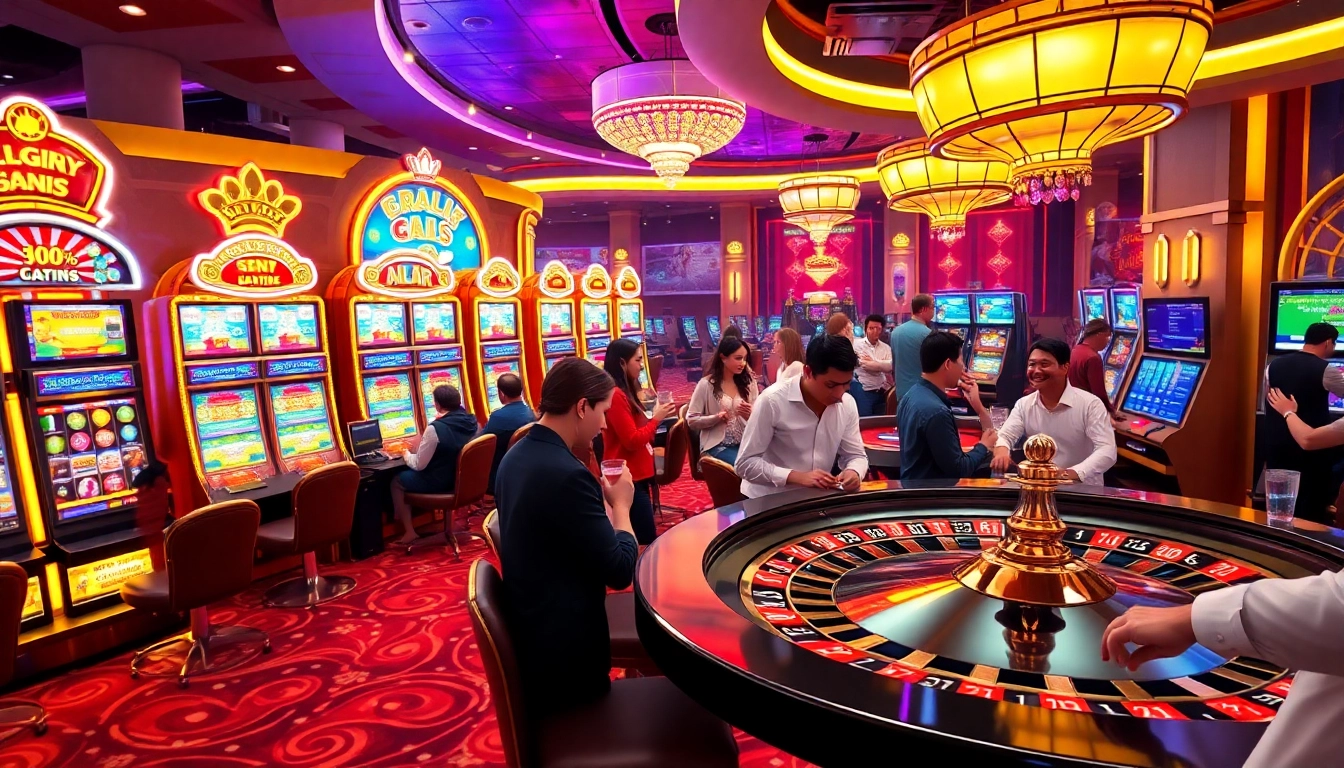KTPJITU users joyfully engaging with slot machines in a vibrant casino environment filled with excitement.
