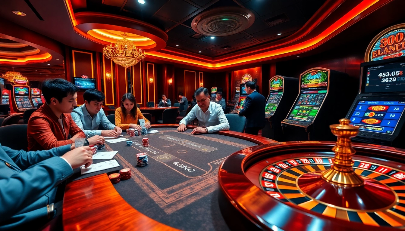 Players strategizing at a poker table with colorful chips and live bets at https://hz88.forum/ casino