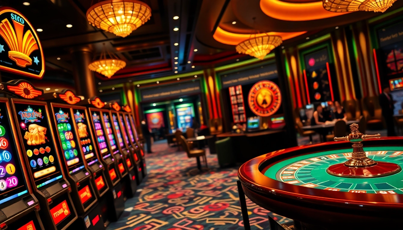 Engaging players at high-stakes Situs Slot machines in a luxury casino setting.
