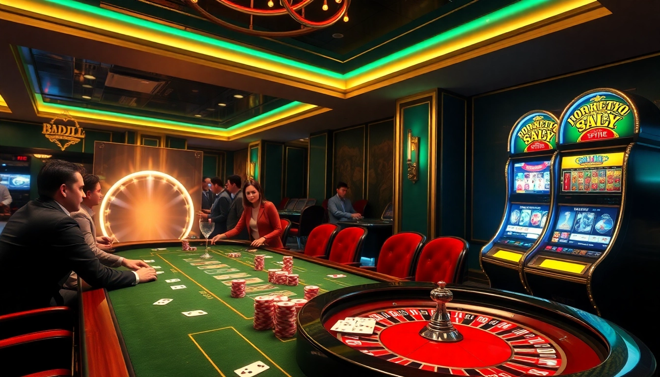 BDJL casino players engaging at a high-stakes poker table amidst a luxurious setting.