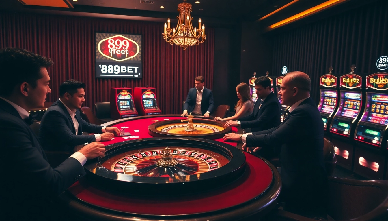 Players enjoying exciting games at 89bet's luxurious casino tables.