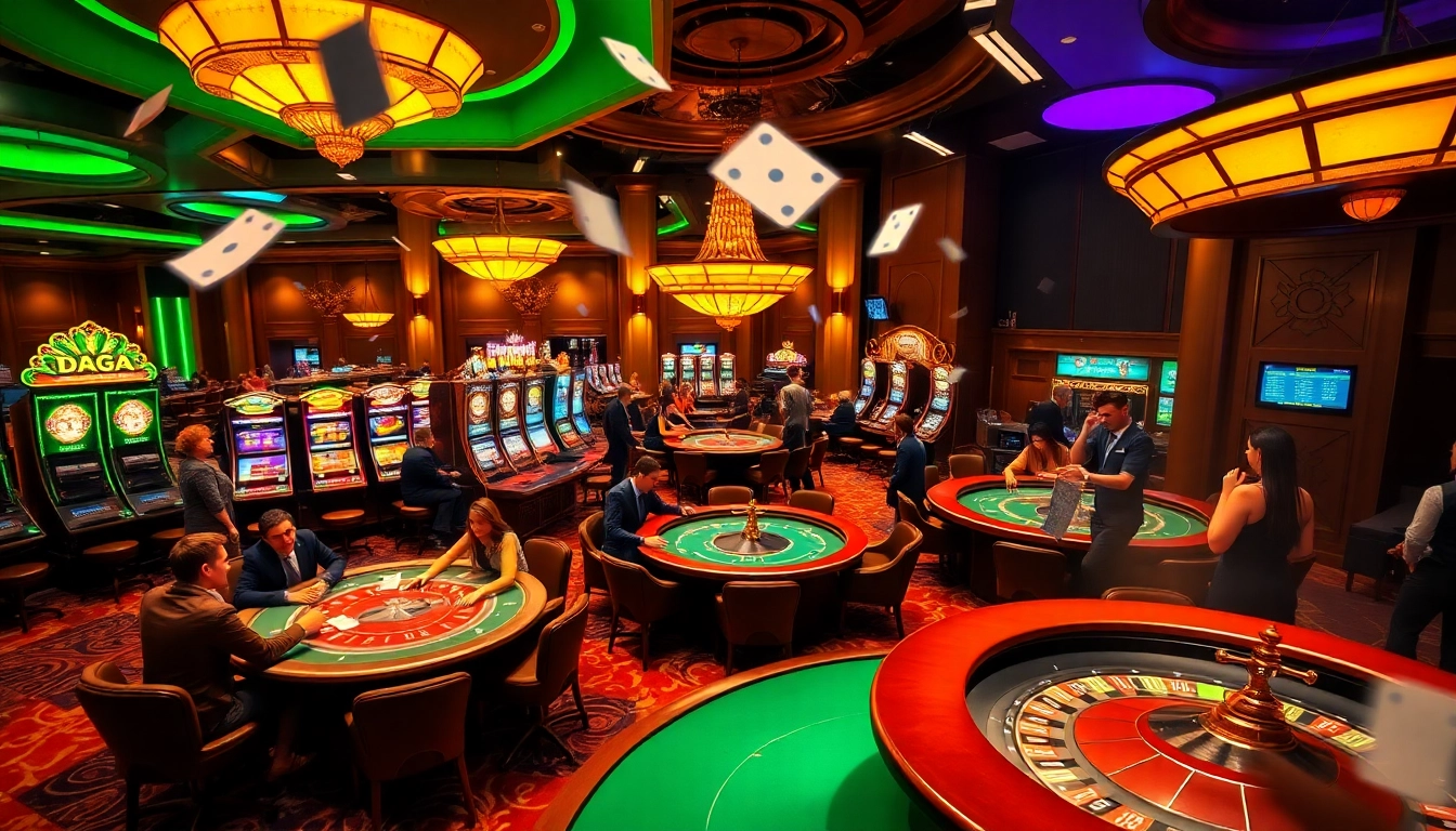 Daga casino showcases thrilling poker action with vibrant slot machines in a luxurious setting.