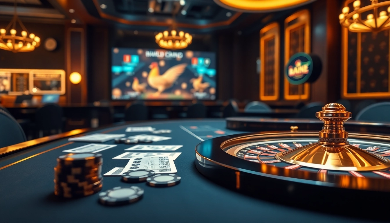 Watch live đá gà trực tiếp action in a vibrant casino environment.