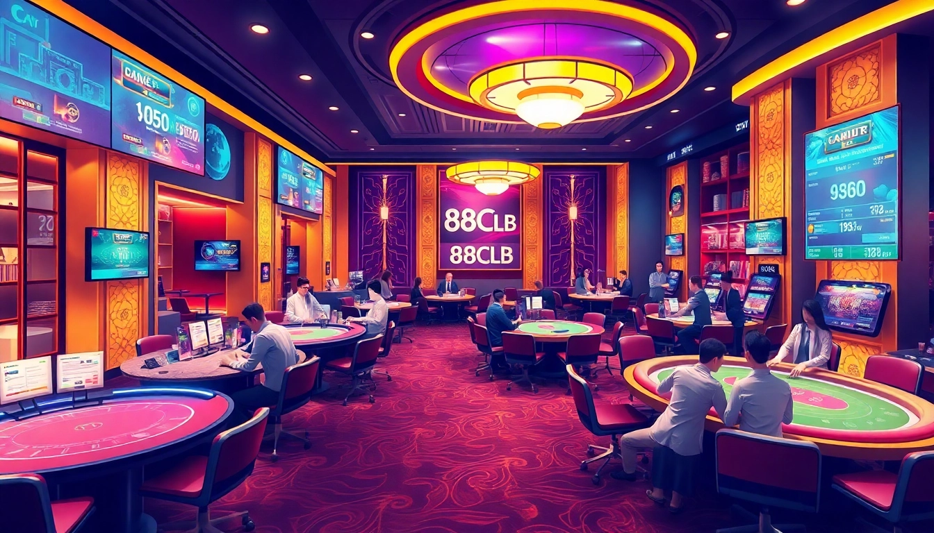 88clb online casino showcasing luxury gaming experience with live dealers.