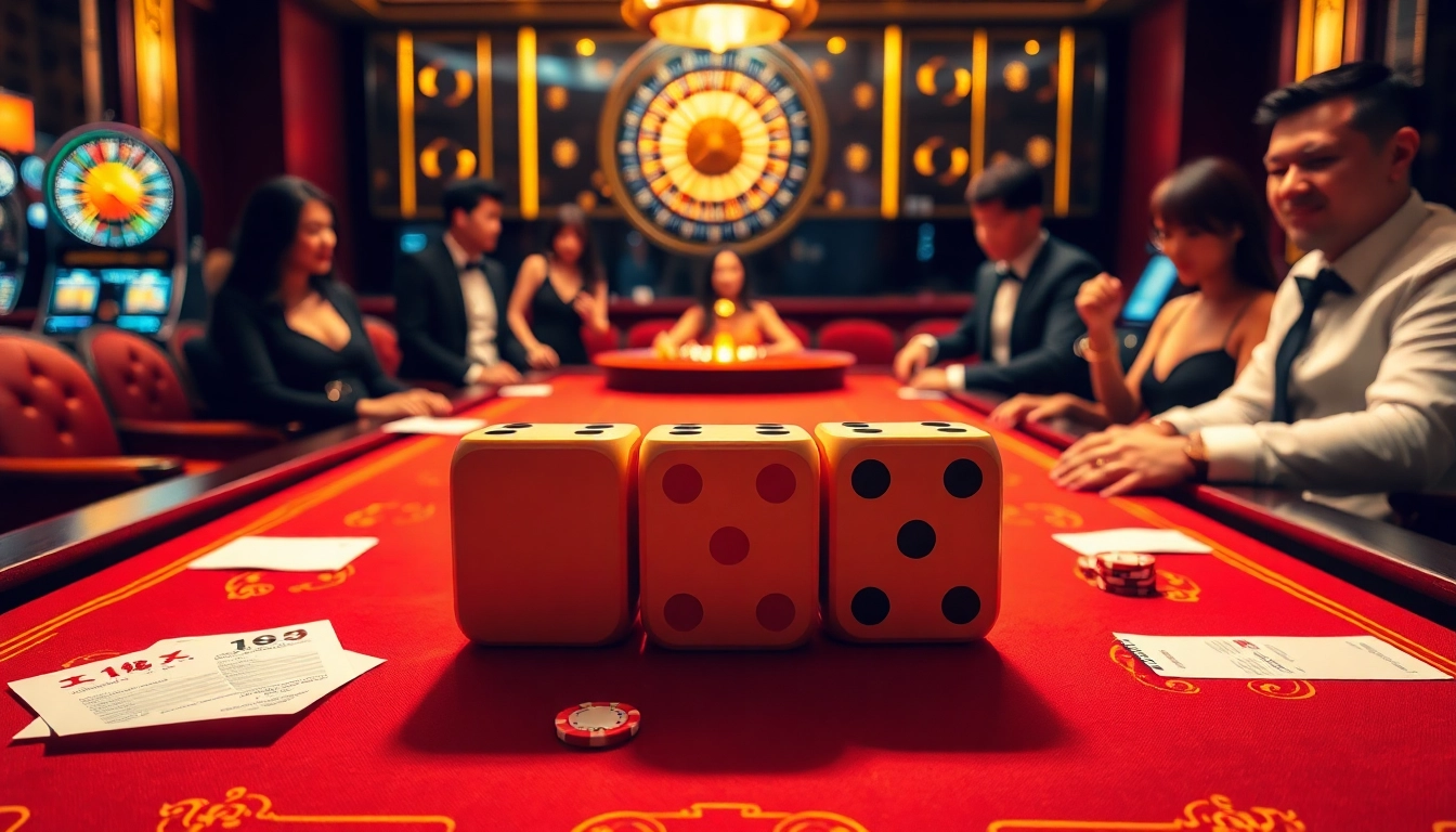 Engaging players enjoying game tài xỉu at an elegant casino table.