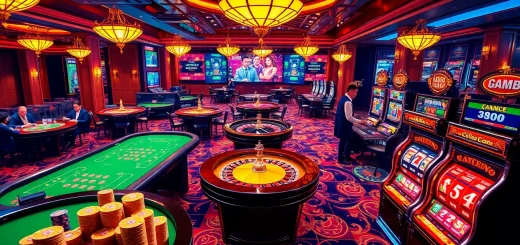 Experience high-stakes gaming action at https://bem88.com featuring stunning casino tables and vibrant slot machines.
