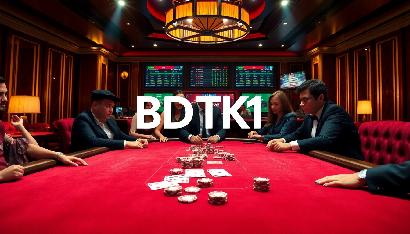 Gamblers actively playing at a casino table showcasing the BDTK1 online gambling interface.