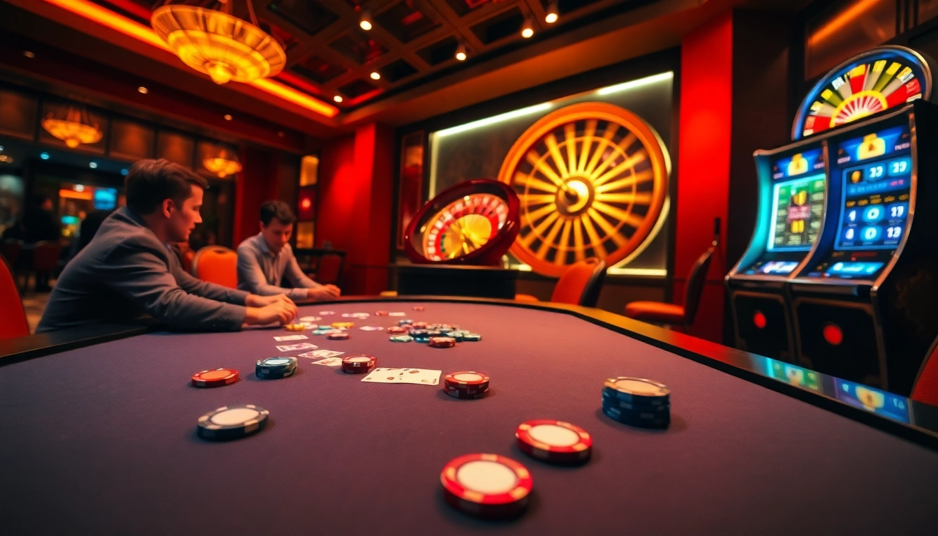 Exciting poker game scene at mm88.com, showcasing vibrant casino atmosphere and thrilling action.