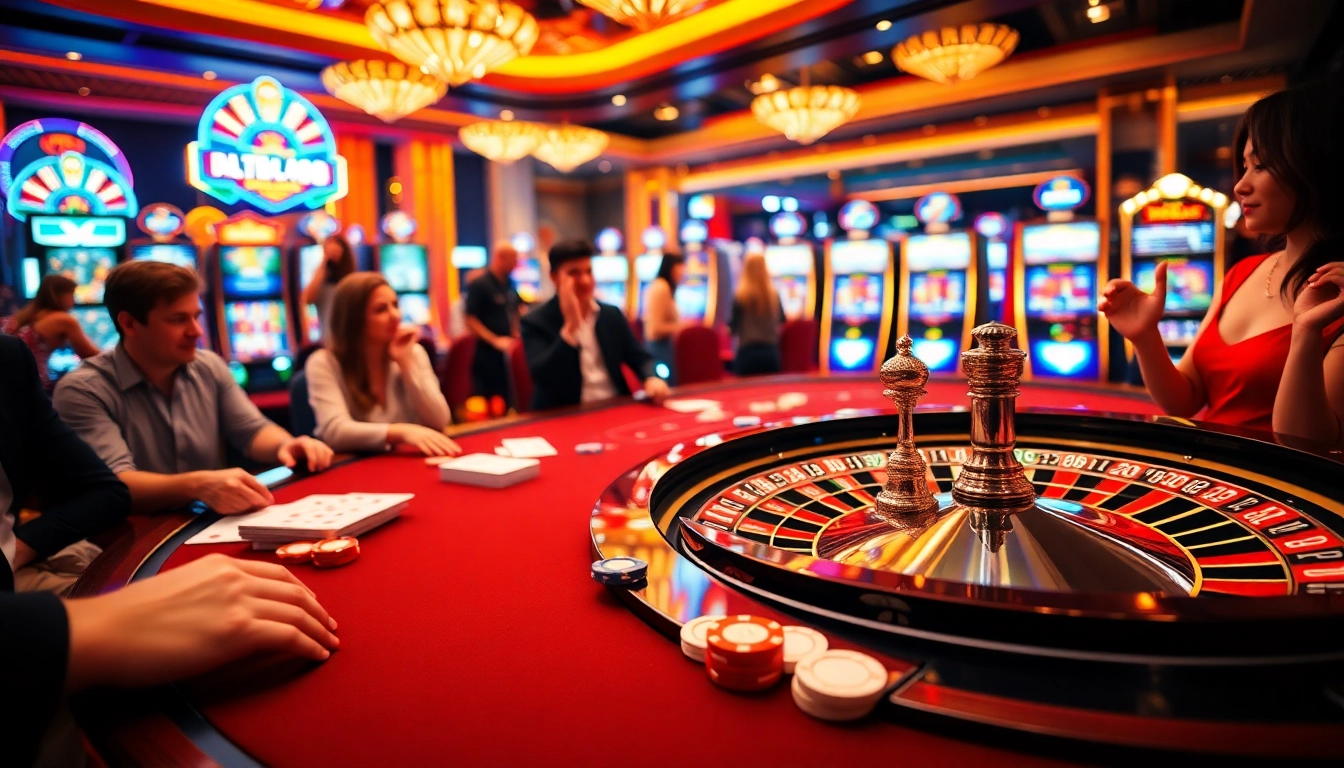 Experience thrilling gameplay at W88 with vibrant casino tables and engaging slot machines.