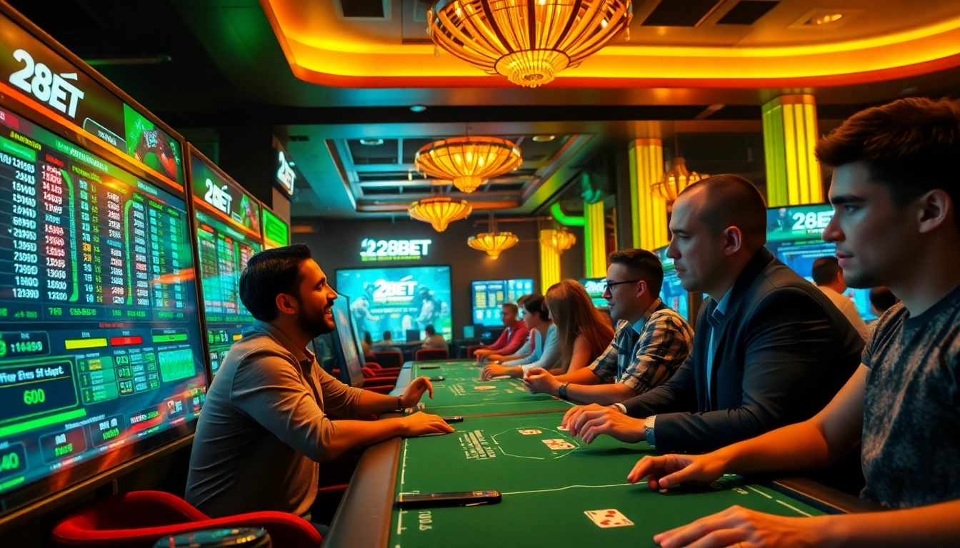 Dynamic online betting scene at 28BET showcasing players engaged in thrilling games.