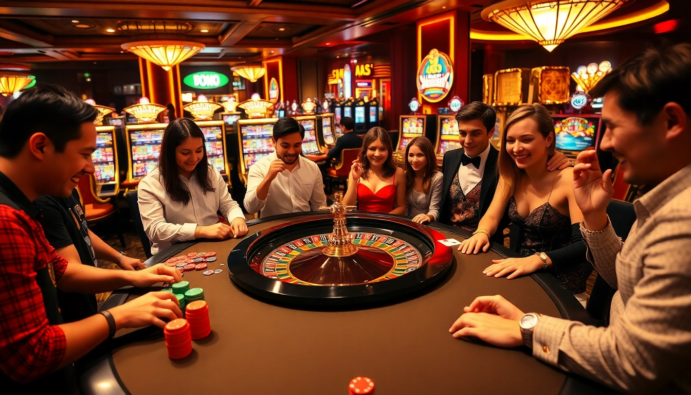 Join the excitement at SumClub with vibrant casino games, roulette wheel, and engaging players.