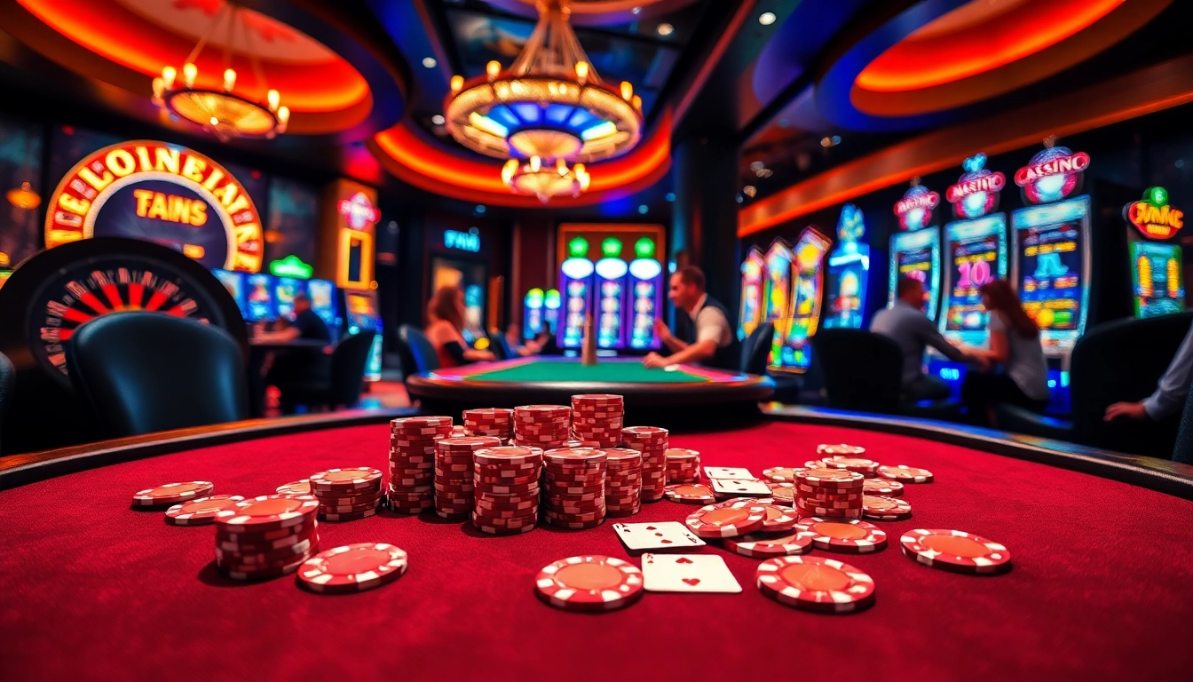 Engaged players enjoying a thrilling poker game at KK-55.site's vibrant casino atmosphere.