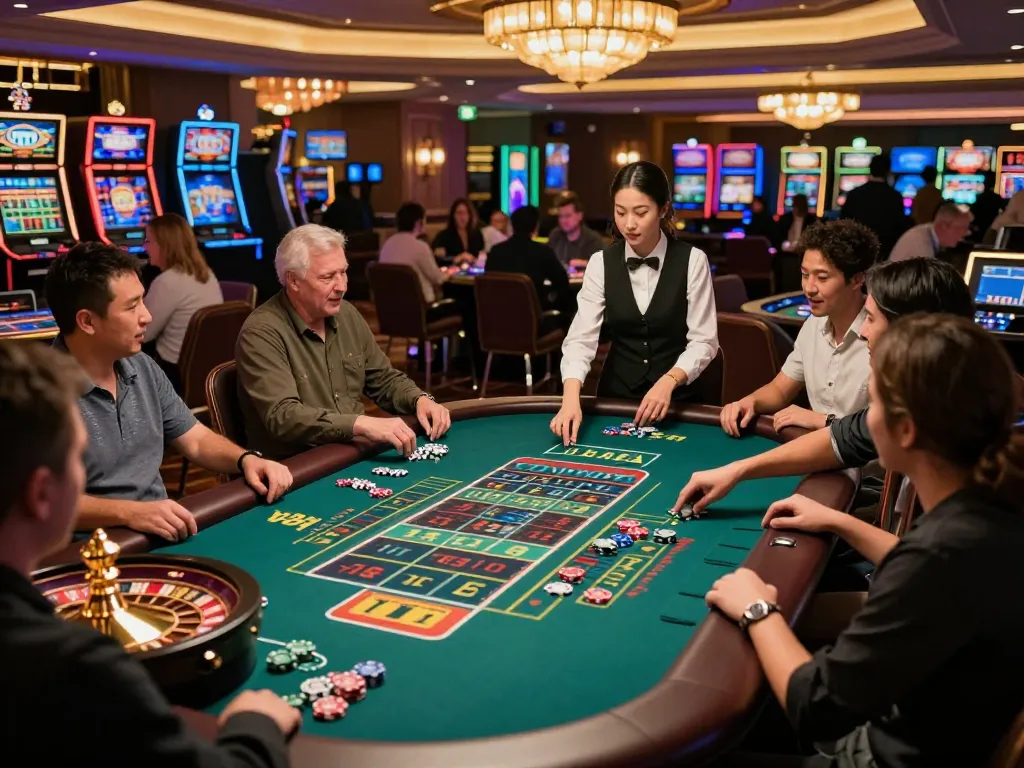 Experience the thrill of du88 roulette gameplay with excited players and colorful chips in action