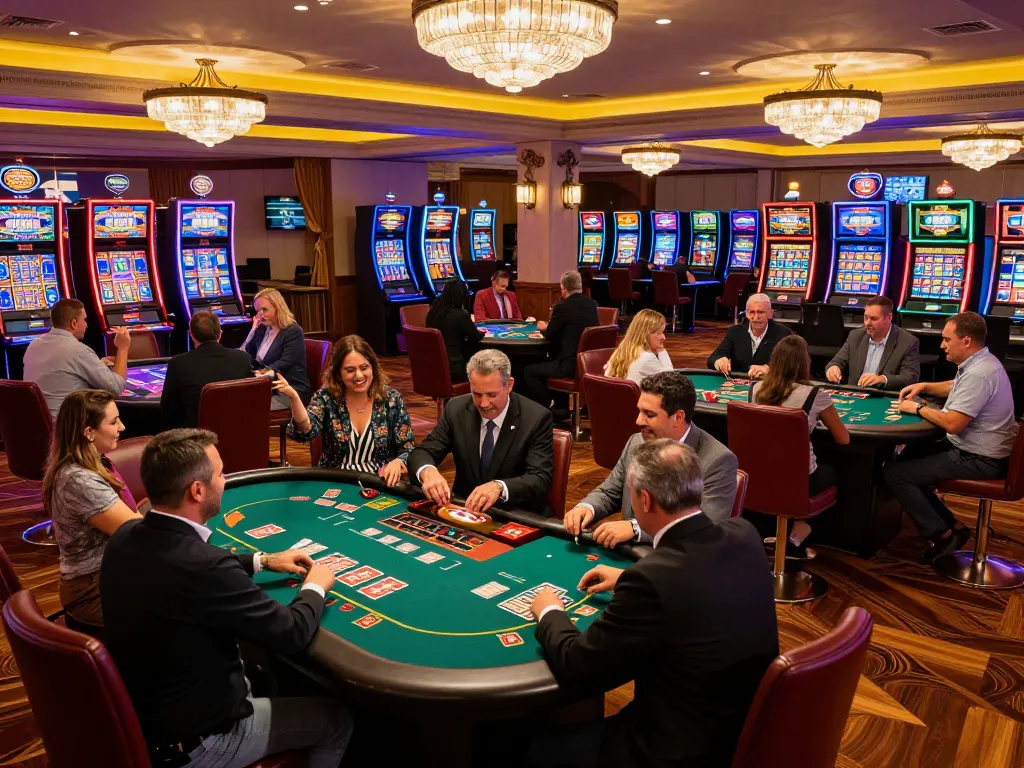 Players enjoying table games and slots at vibrant south african casinos, showcasing excitement and luxury.