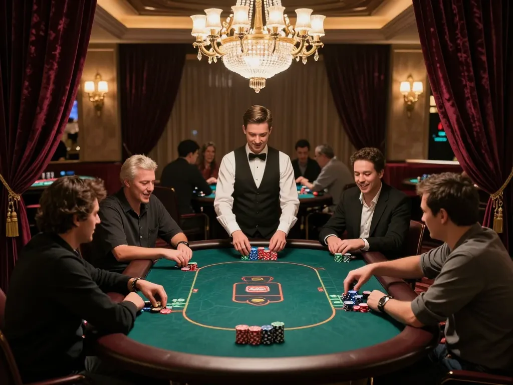 Experienced players engaging in a competitive poker game at RR88 casino.