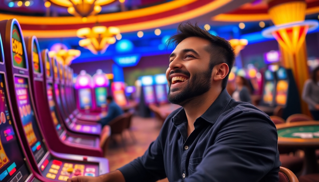 Feiernde Spieler mit neue casino bonus ohne einzahlung in stilvollem Casino-Setting.