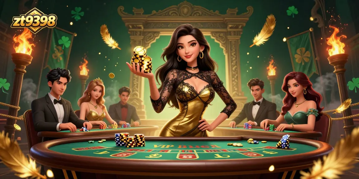 Experience high-stakes betting excitement with ZT9398 at a luxurious baccarat table.