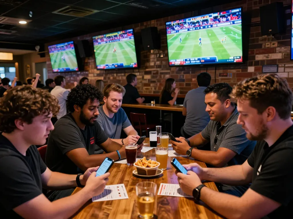 Excited patrons engaging with sports betting at CM88, cheering and placing wagers.