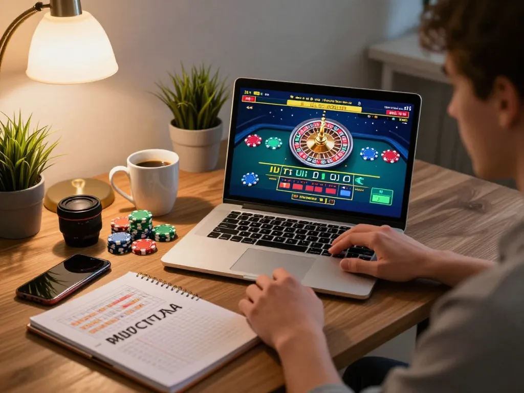 Engaging in strategic gameplay on kp88 with a live dealer roulette game, showcasing a player's focused expression and betting setup.