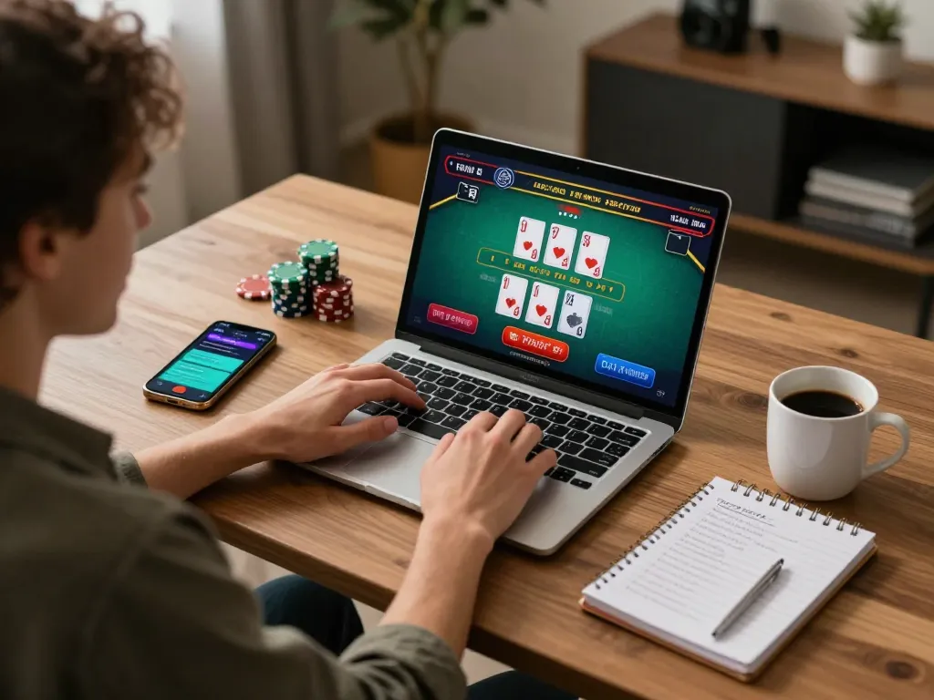 Engaging with n188vip online casino from a cozy home setup, featuring a live dealer blackjack game on laptop.
