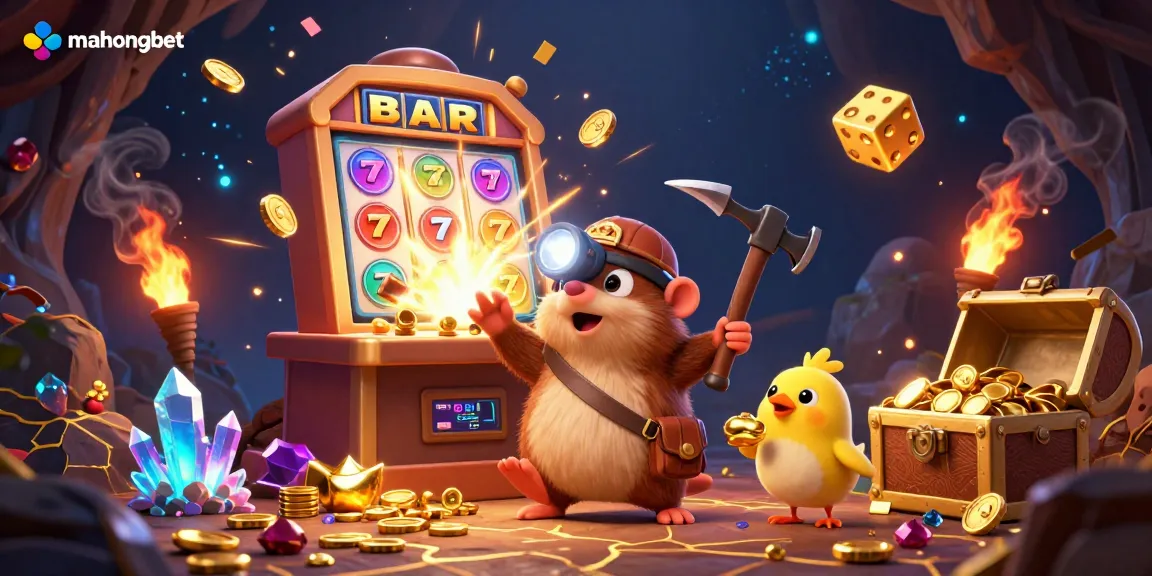 Engage with mahongbet's thrilling slot adventure featuring a treasure hunter mole and explosive jackpots.