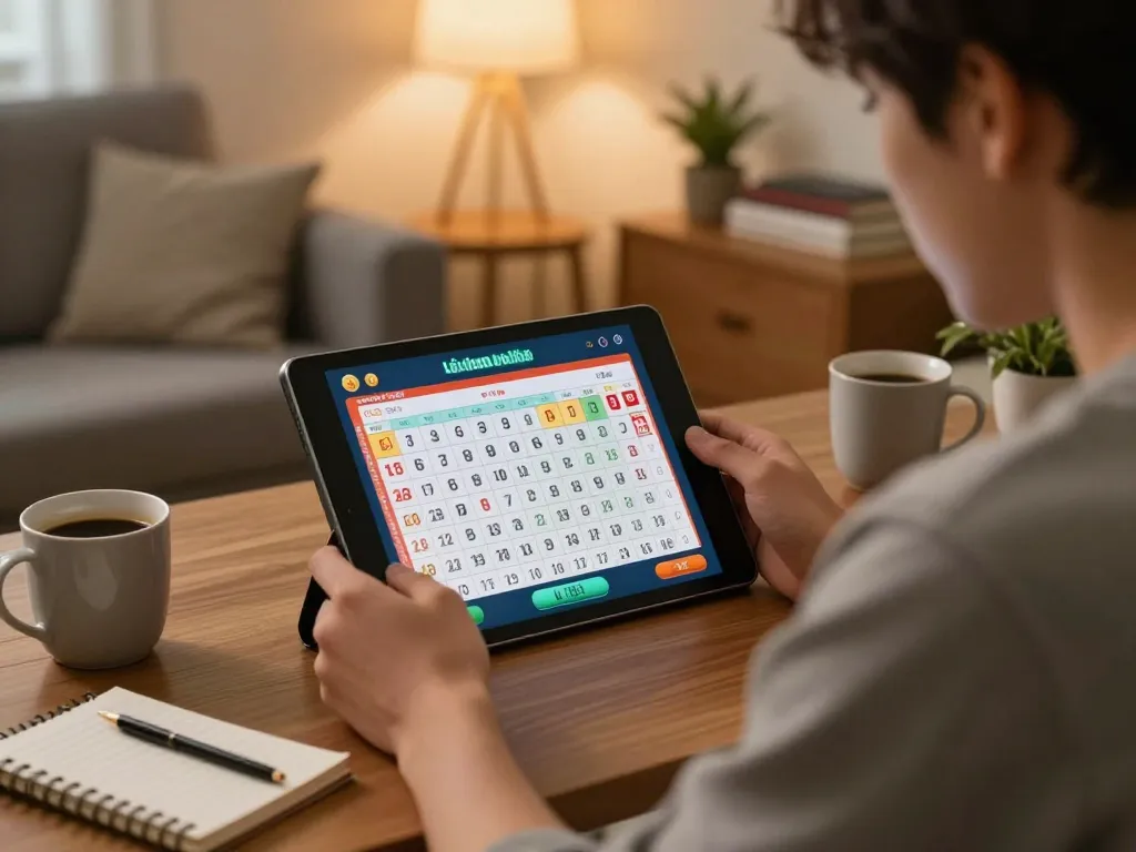 Lô đề online session at home with a person using a tablet for engaging gameplay.
