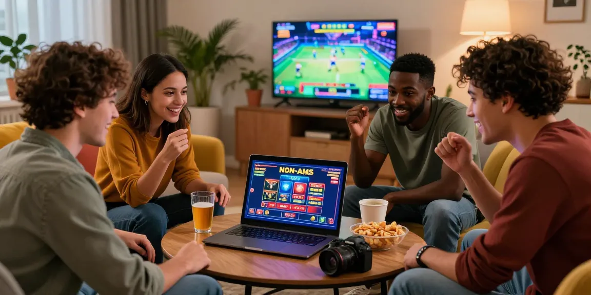Group of friends enjoying casino non AAMS games in a cozy living room.
