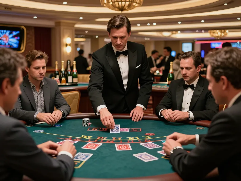 Experience strategic gameplay at 88pulsa blackjack table in a luxurious casino setting.