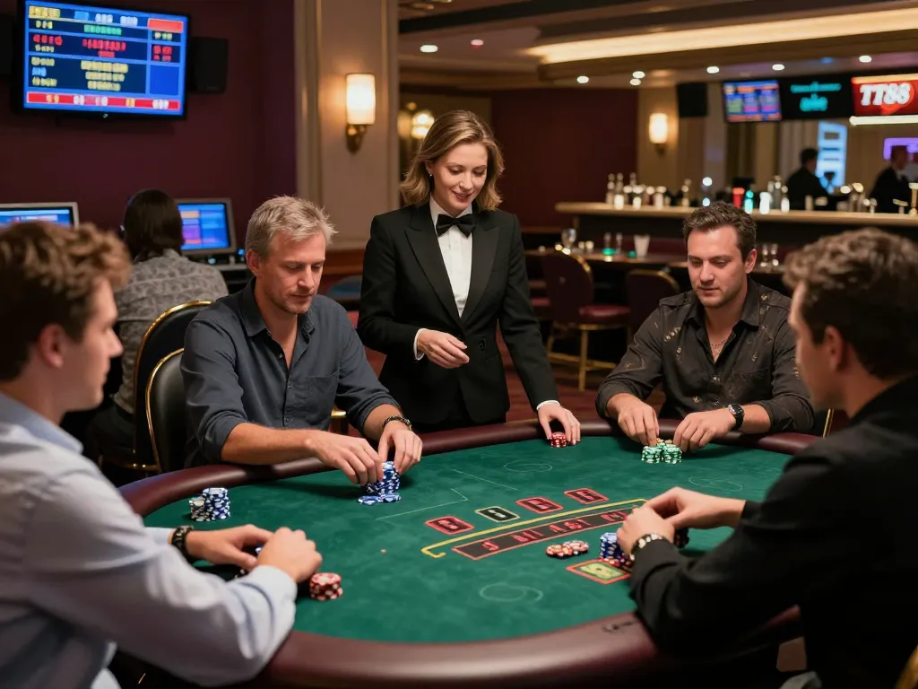 Exciting live casino environment at TT88 with players engaged in blackjack, creating a vibrant, immersive atmosphere.
