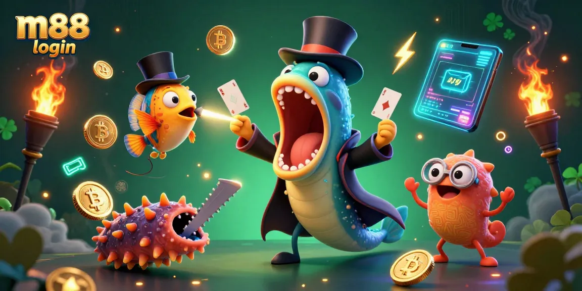 Experience thrilling m88 login action featuring a bioluminescent eel magician alongside an anglerfish and sea cucumber.