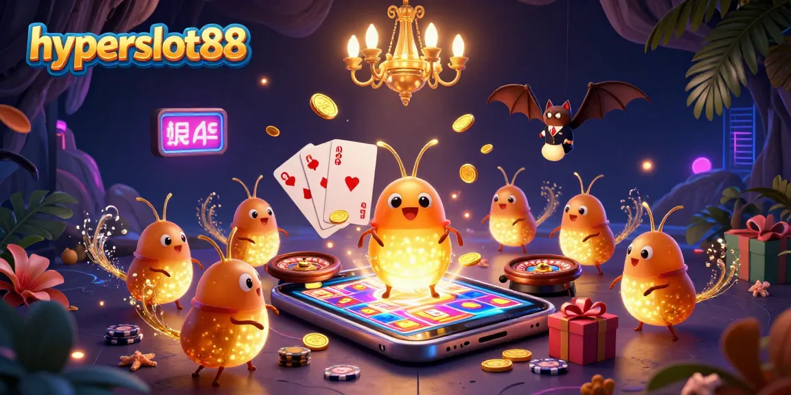 Experience the excitement of hyperslot88 as glowworms illuminate a dynamic cave casino filled with games and winnings.