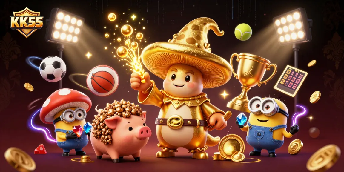 Experience magical winnings at KK55 with the golden wizard, sports magic, and treasure!