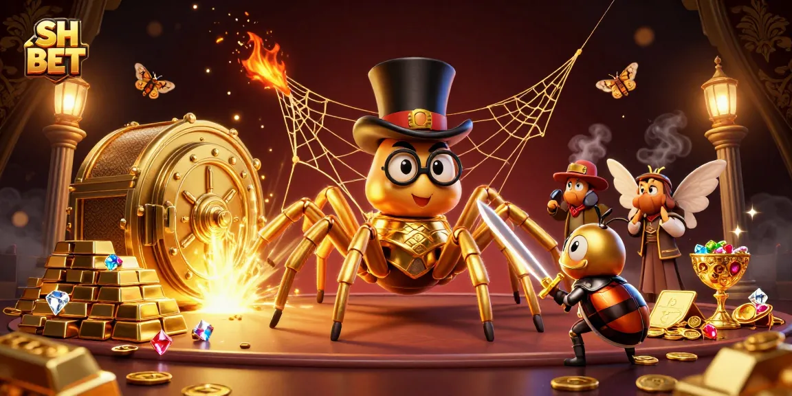 Experience the excitement of SH BET with a thrilling casino adventure featuring golden elements and dynamic characters.