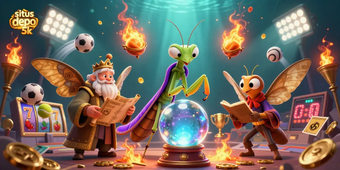 Engage with situs depo 5k in this vibrant 3D cartoon image showcasing dynamic casino and sports elements.