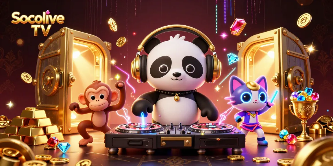 Experience the thrill of Socolive TV with engaging visuals and vibrant characters in a dynamic casino scene.