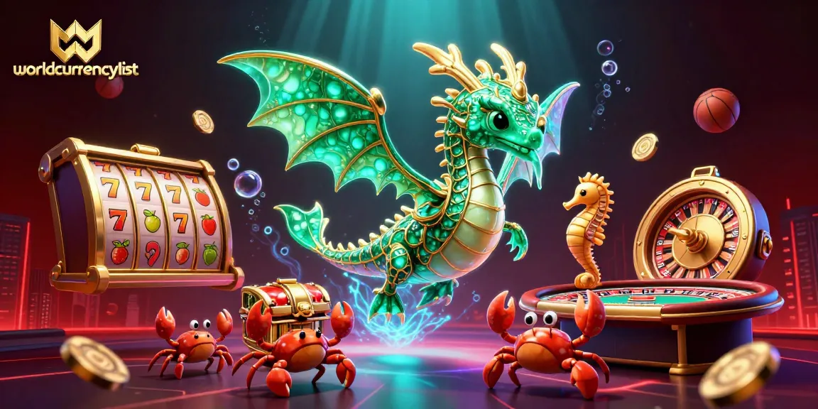 Engage with exciting gameplay at worldcurrencylist, featuring a lavish casino scene with dragons, slots, and roulette.