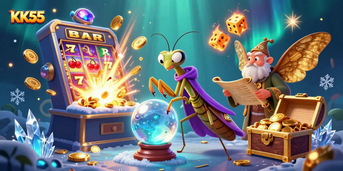 Play slots and win with KK55 in an enchanting casino adventure scene.