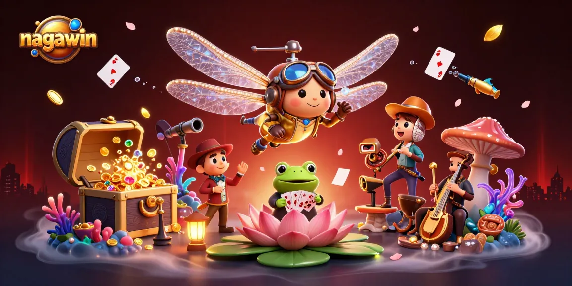 Experience thrilling gameplay at Nagawin while enjoying vibrant illustrations of lively casino scenes and characters.