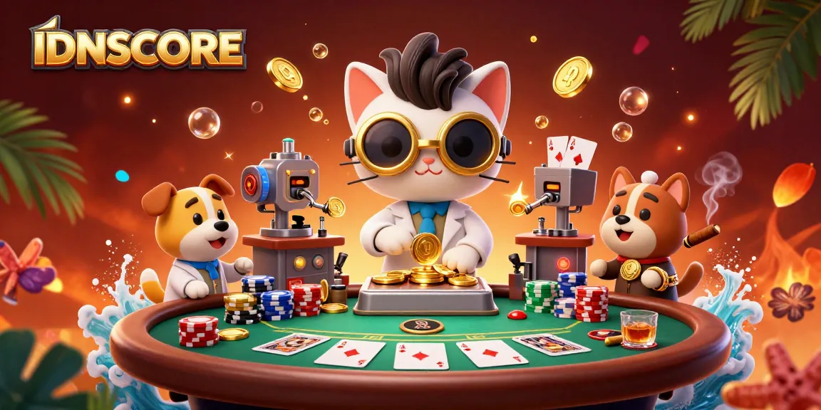 Experience the excitement of IDNSCORE with dynamic poker action and vibrant casino elements.