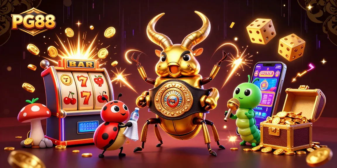 Experience the thrill of PG88 with a dynamic casino scene featuring exciting gaming elements and charismatic characters.