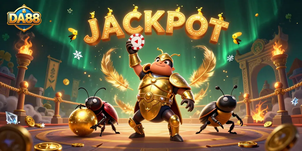 Play the DA88 casino game as the hercules beetle celebrates a jackpot win!
