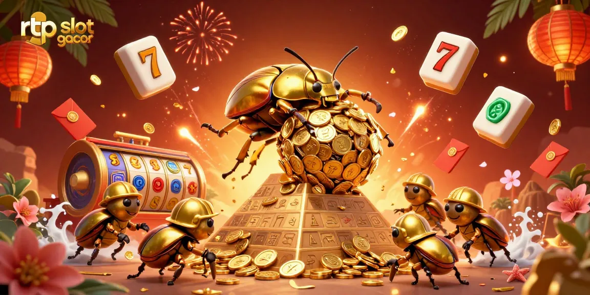 Spin the reels for big wins at rtp slot gacor with this vibrant 3D illustration featuring gold coins and thematic elements.