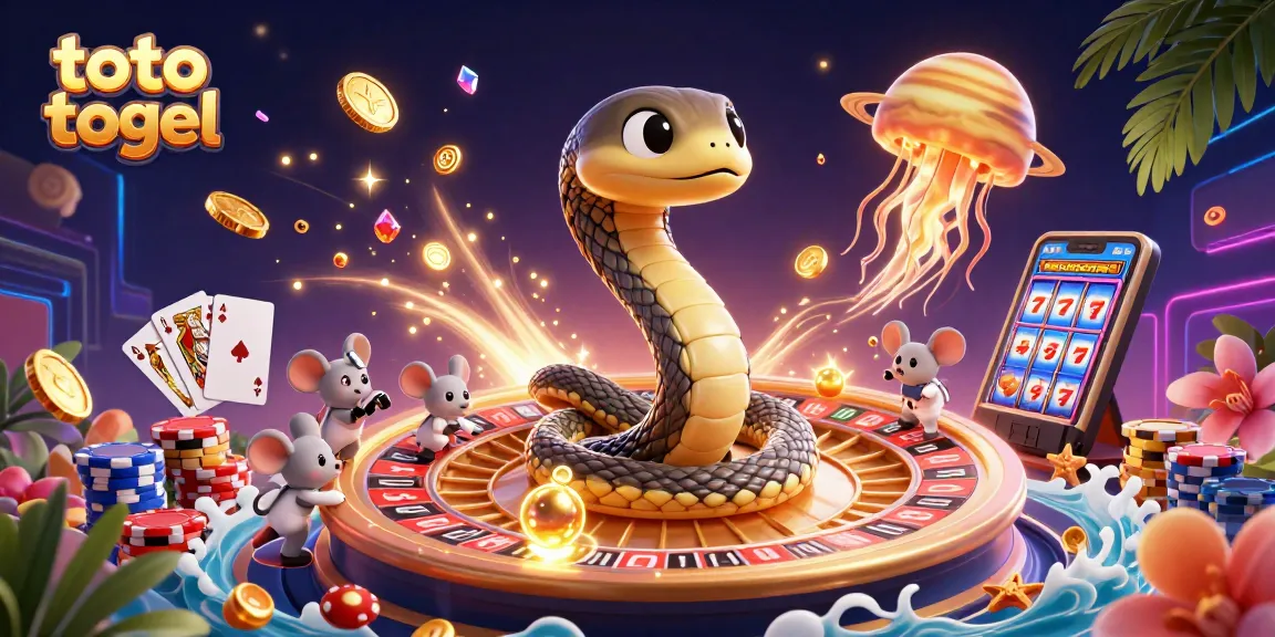 Experience the thrill of toto togel with a 3D cosmic casino scene featuring vibrant colors and engaging characters.