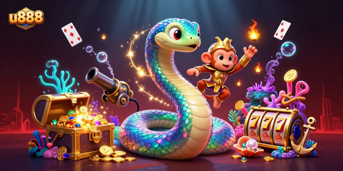 Experience thrilling gameplay at u888 with vibrant casino elements and dynamic characters in a rich underwater scene.